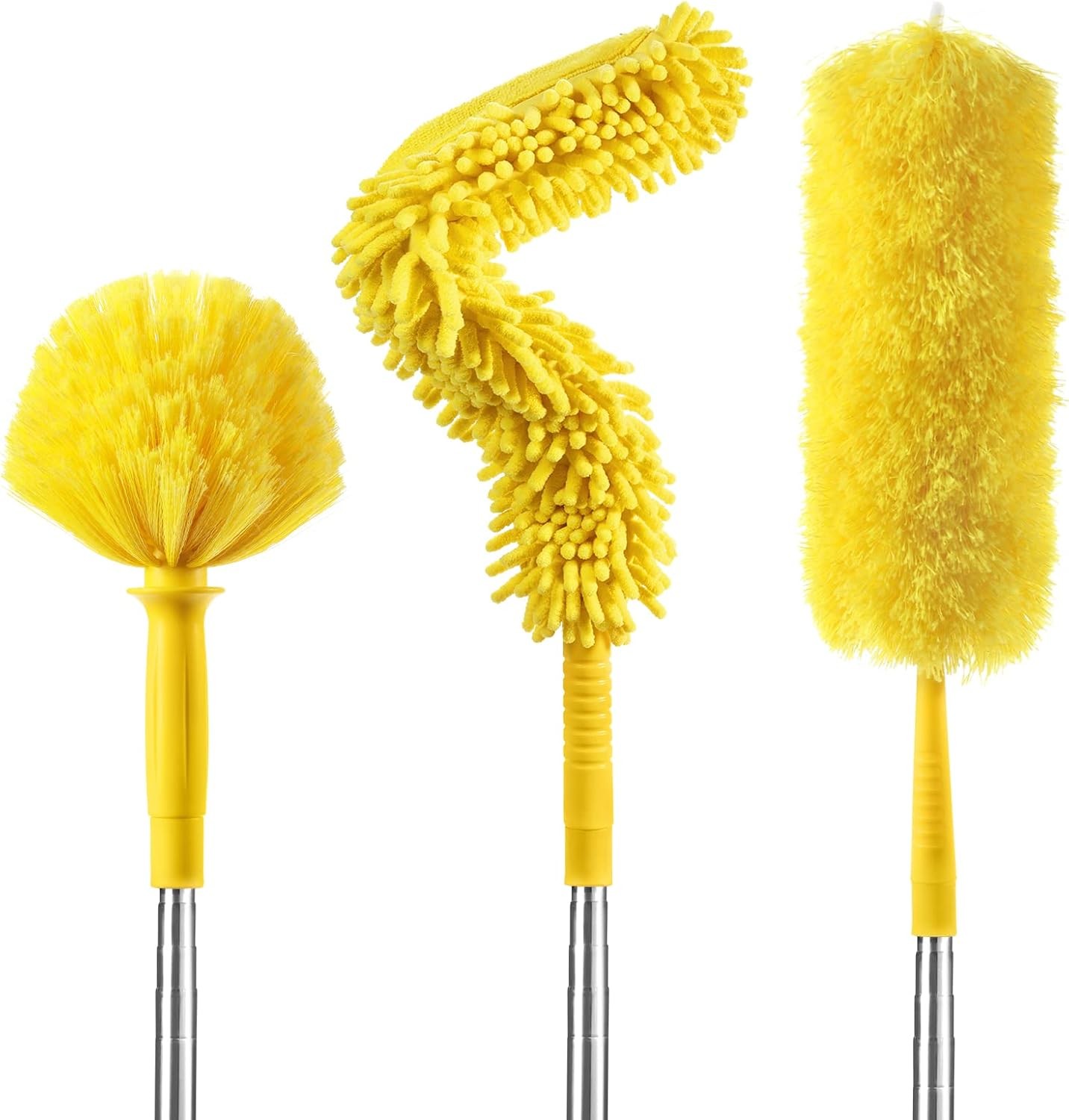 17FT Extendable Duster W/ 2-9 ft Extension Pole High Ceilings Cobweb Duster