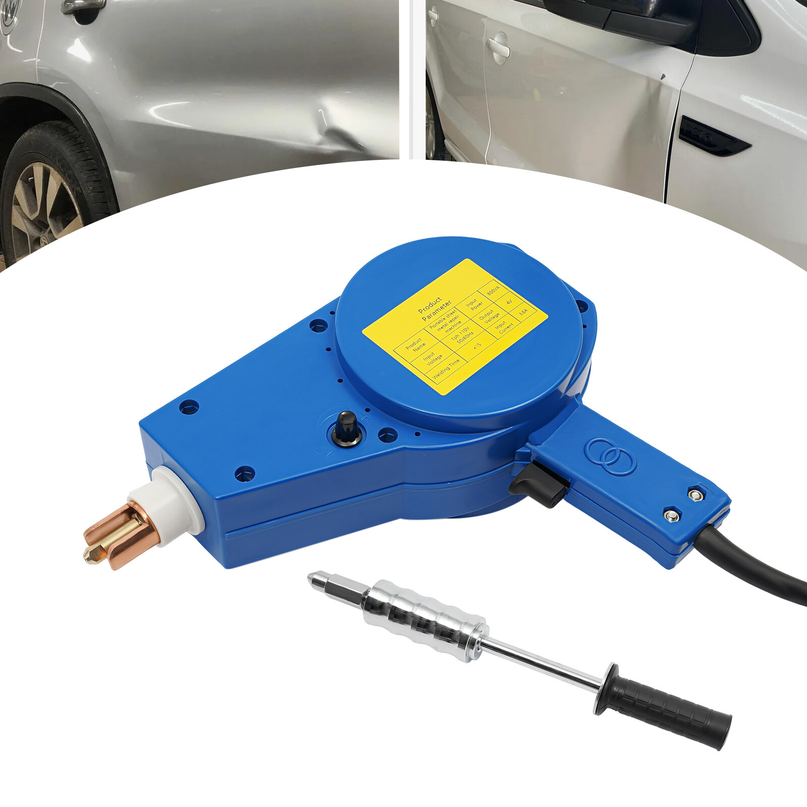 Auto Body Dent Repair Kit Electric Stud Welder Gun Puller Hammer Set w/Case Blue