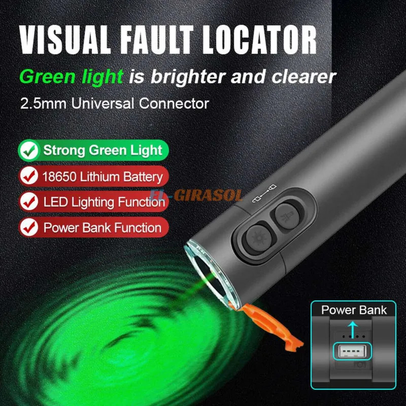 New Green Light Pen Visual Fault Locator 15KM 20KM 30KM Rechargeable Green Sourc