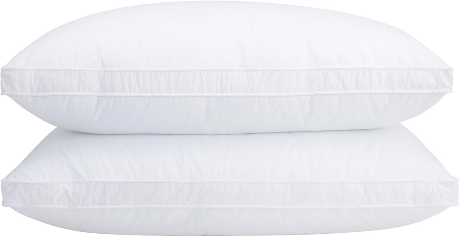 Standard Goose Feather & Down Pillows Set of 2 Premium 300 Thread Count cotton