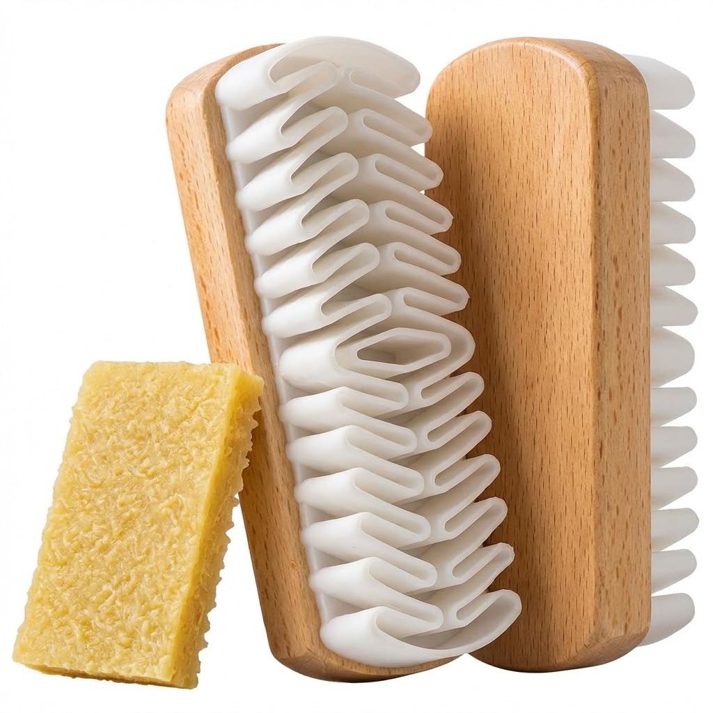 3Pcs Professional Suede Shoe Cleaner Kit, Wooden Suede Brush & Stain Eraser S...