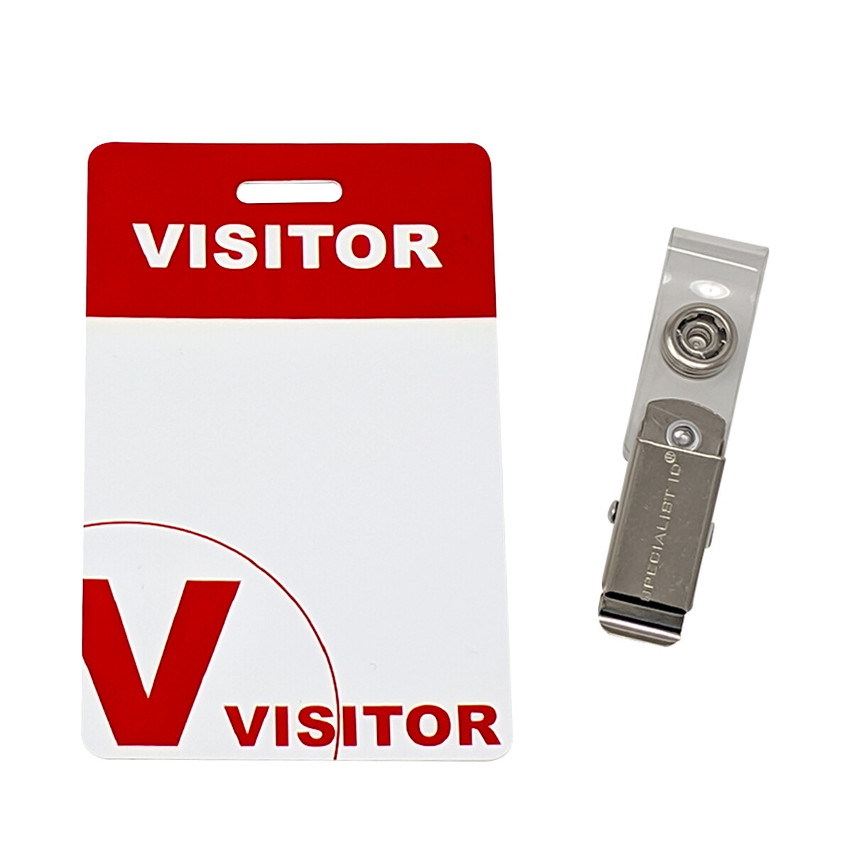 25 Pack - Heavy Duty Visitor Pass Badges with ID Clips - Reusable & Re-Writable
