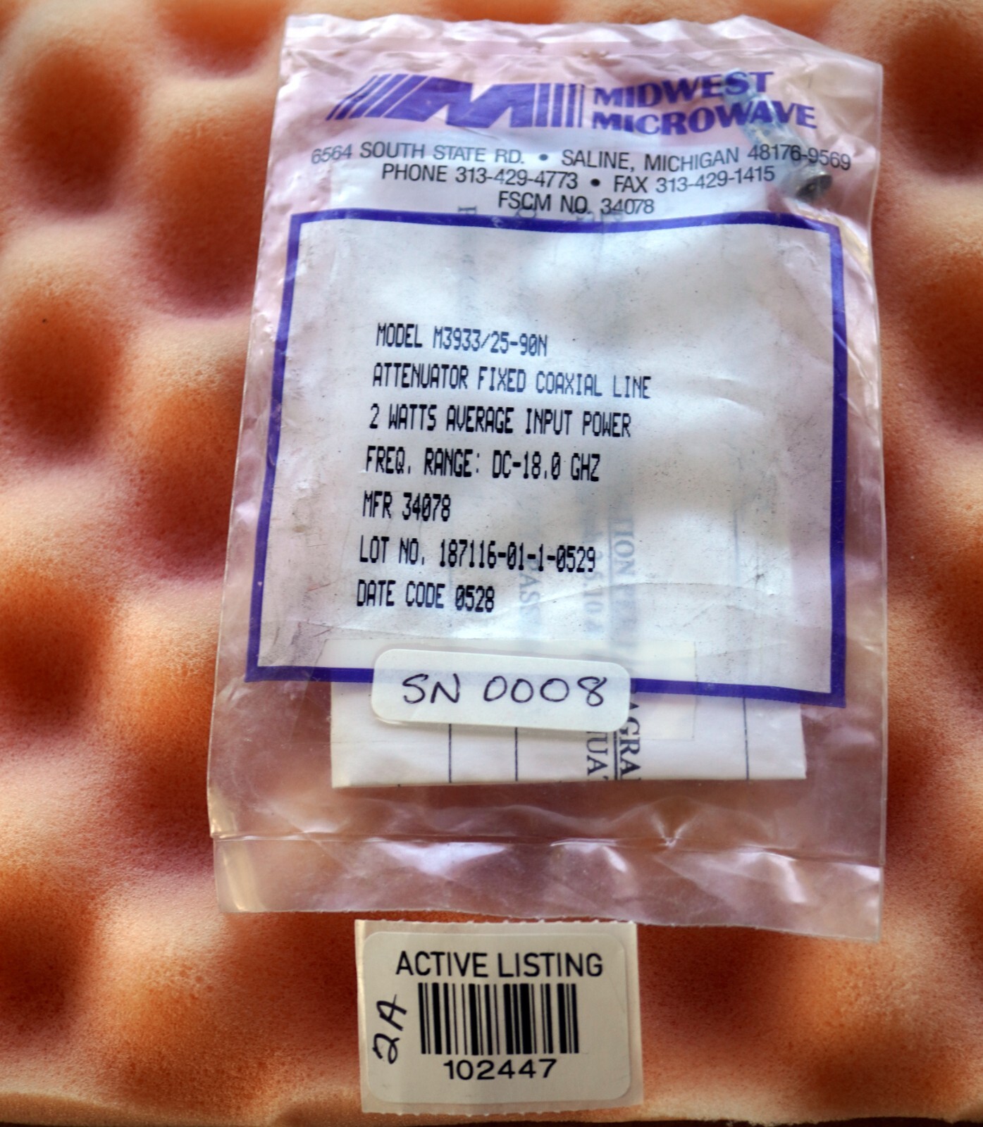 1- M3933/25-90N   DC-18.0 GHz         ATTENUATOR       **USA PRODUCT & SELLER**