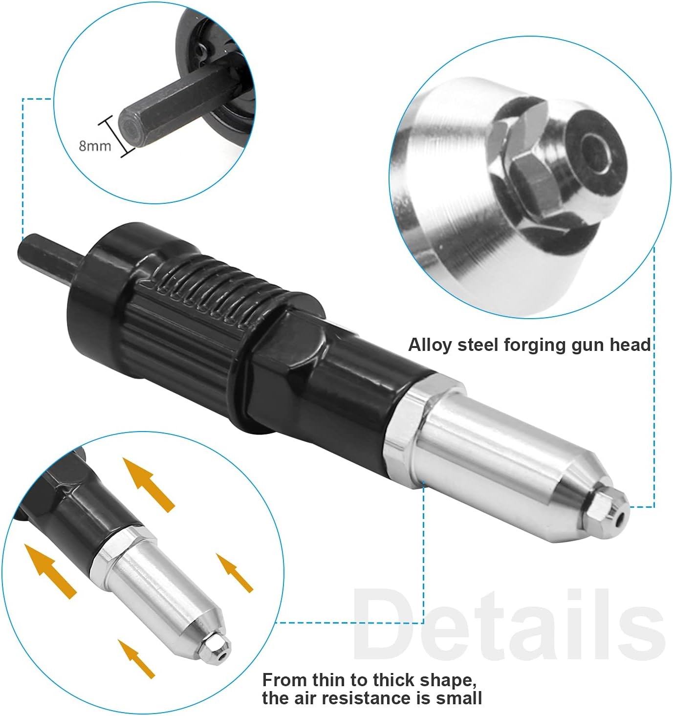 Pop Rivet Gun Tool Drill Attachment Power Kit Cordless...