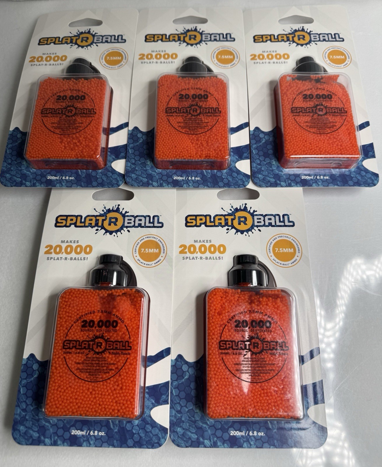 Lot of 5 Splat-R-Ball Orange Ammo 7.5mm- New (100,000 rounds total)