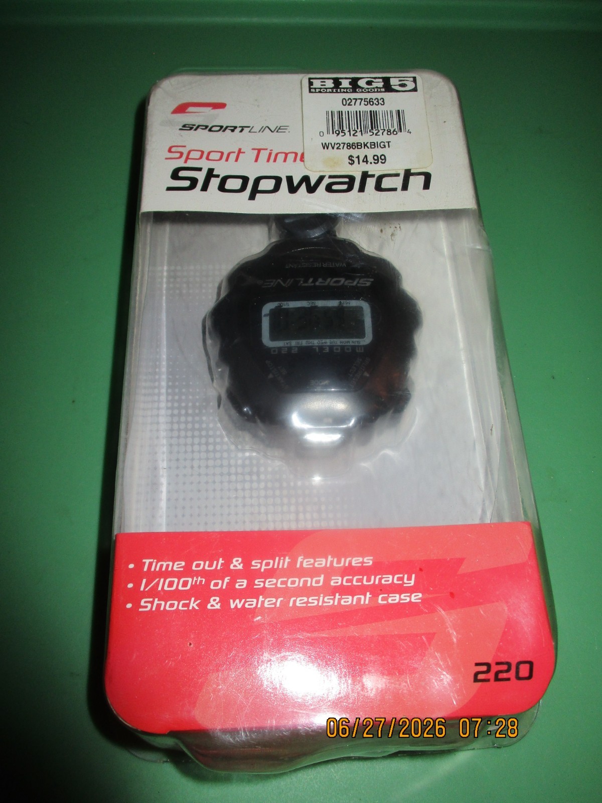 Sportline 220 All-Purpose Sport Timer Black Stopwatch (NOS)