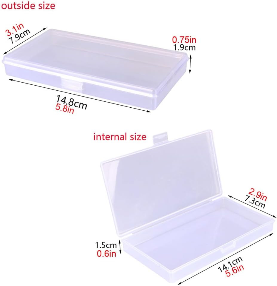 8 Pieces Mixed Sizes Rectangular Empty Mini Clear Plastic Organizer Storage Box