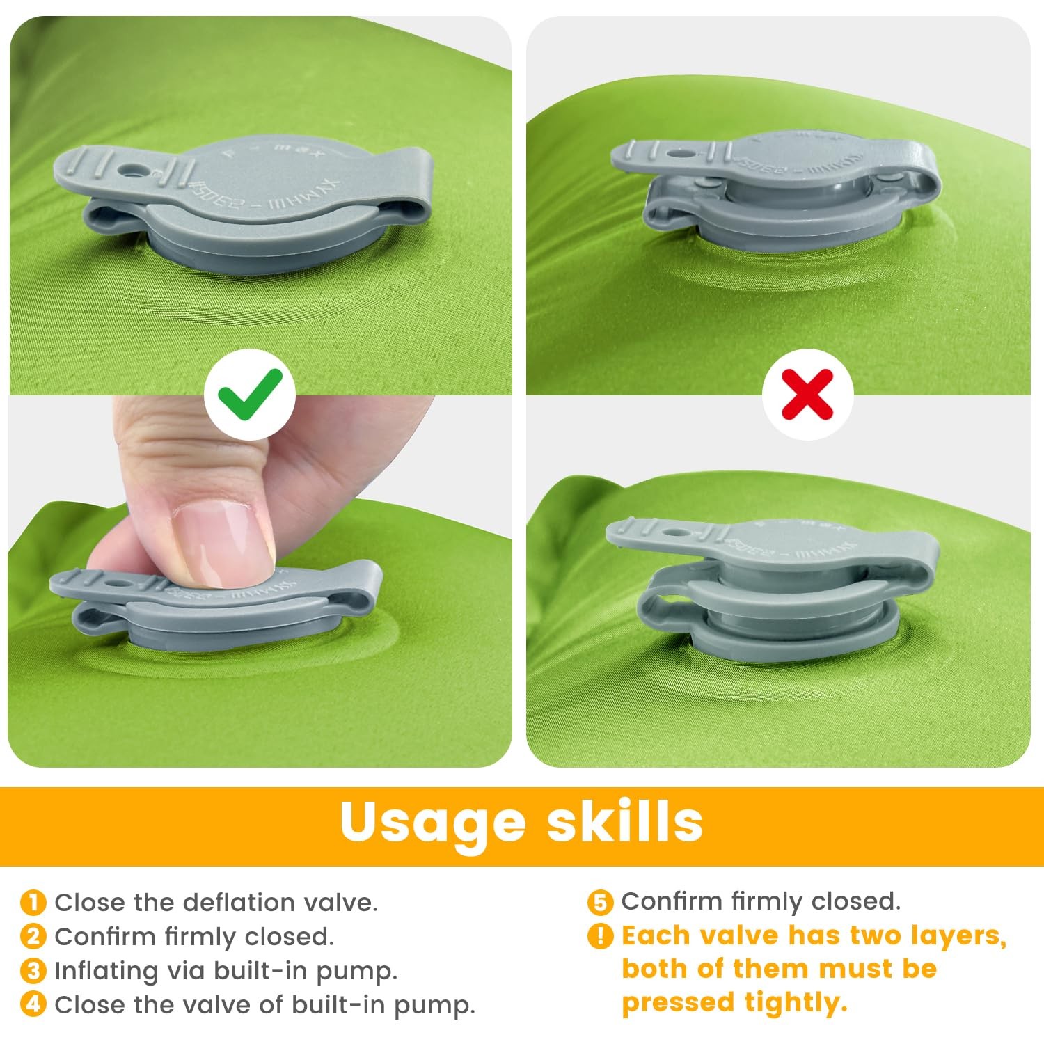Camping Sleeping Pad, 4in Thick Ultralight Inflatable Camping Mat with Pillow, B