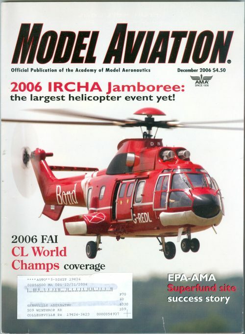 MODEL AVIATION Magazine December 2006 Super Chipmunk ARF