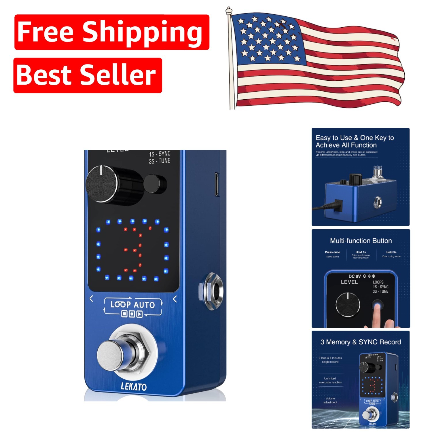 Professional Electric Guitar Looper with Unlimited Overdubs & USB Connect