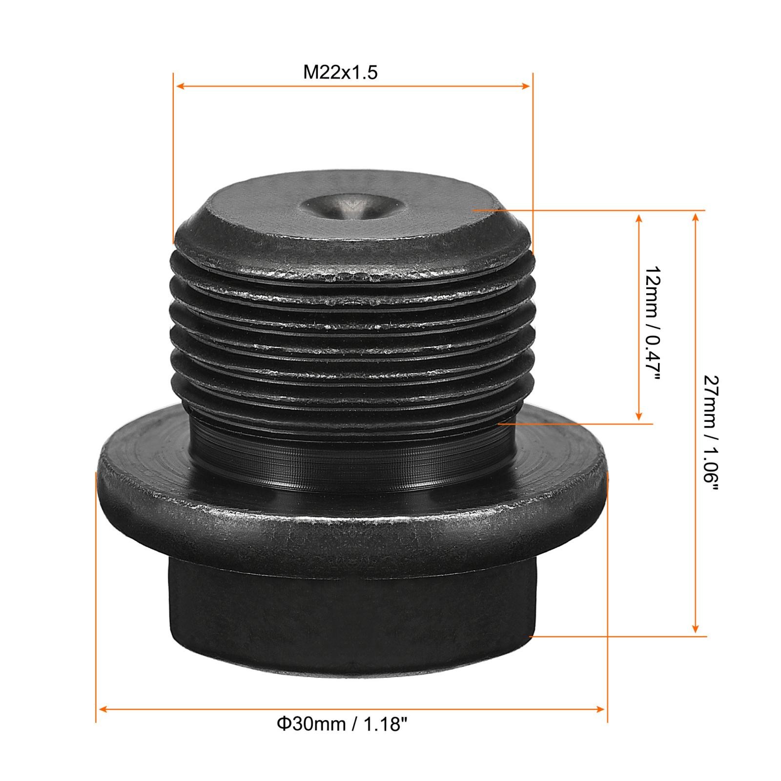 Outer Hex Head Socket Pipe Fitting Plug M22x1.5 Male Thread Carbon Steel 2Pcs