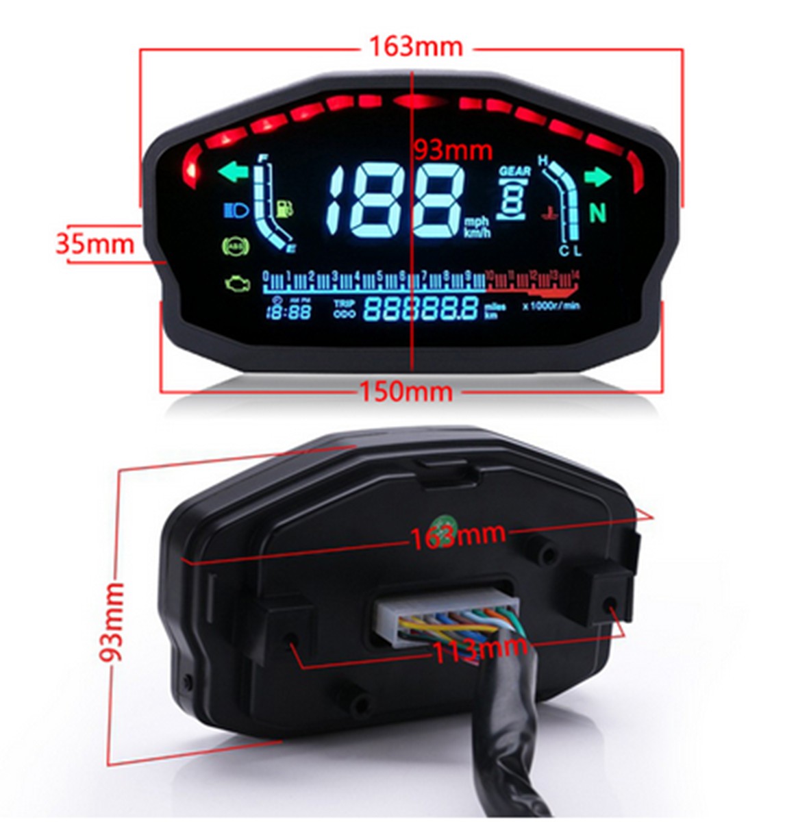 LED LCD Speedometer Digital Odometer Backlight Odometer Motorcycle Parts Durable
