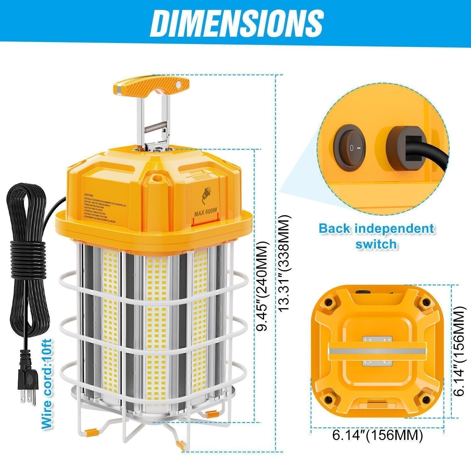 LED Jobsite Light 150W Linkable Temporary Work Construction Tunnel Hanging Lamp