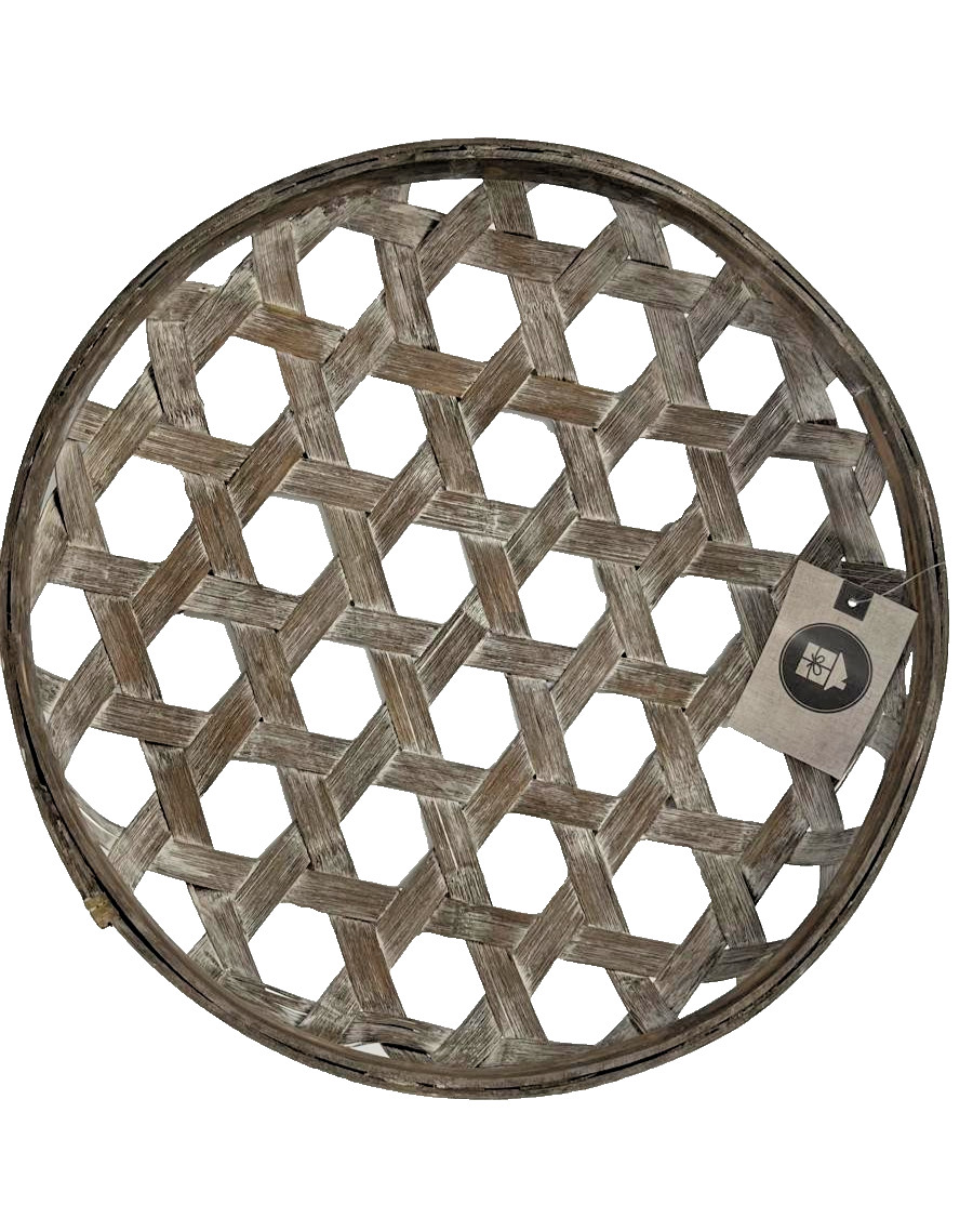 Stratton Home Rustic Woven Tobacco Basket Wall Decor – Round Lattice Design