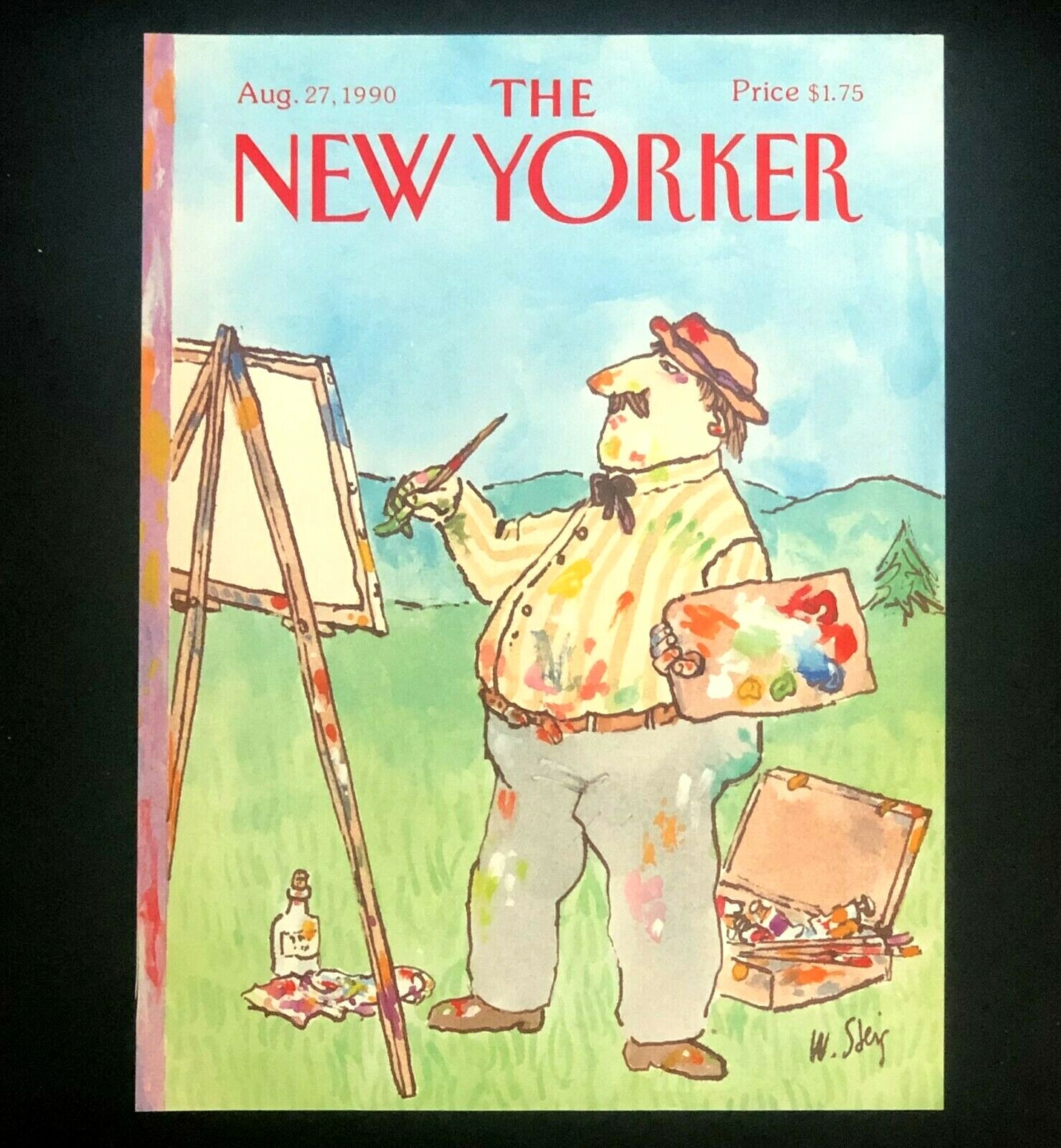 Vintage August 1990 Artist New Yorker Magazine Cover Man Painting Artist
