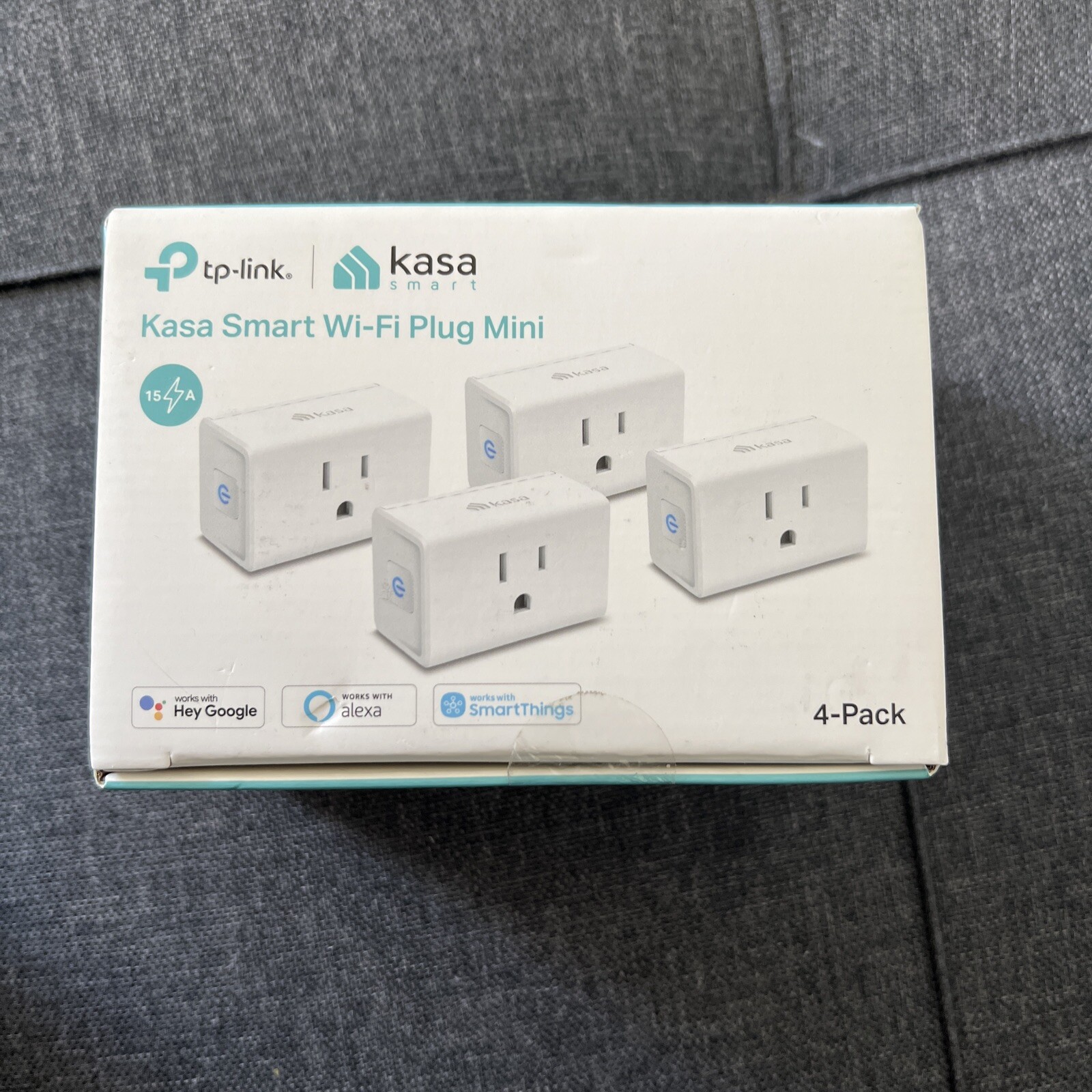 Kasa Smart Plug Mini 15A, Smart Home Wi-Fi Outlet, 4-Pack (EP10P4), White