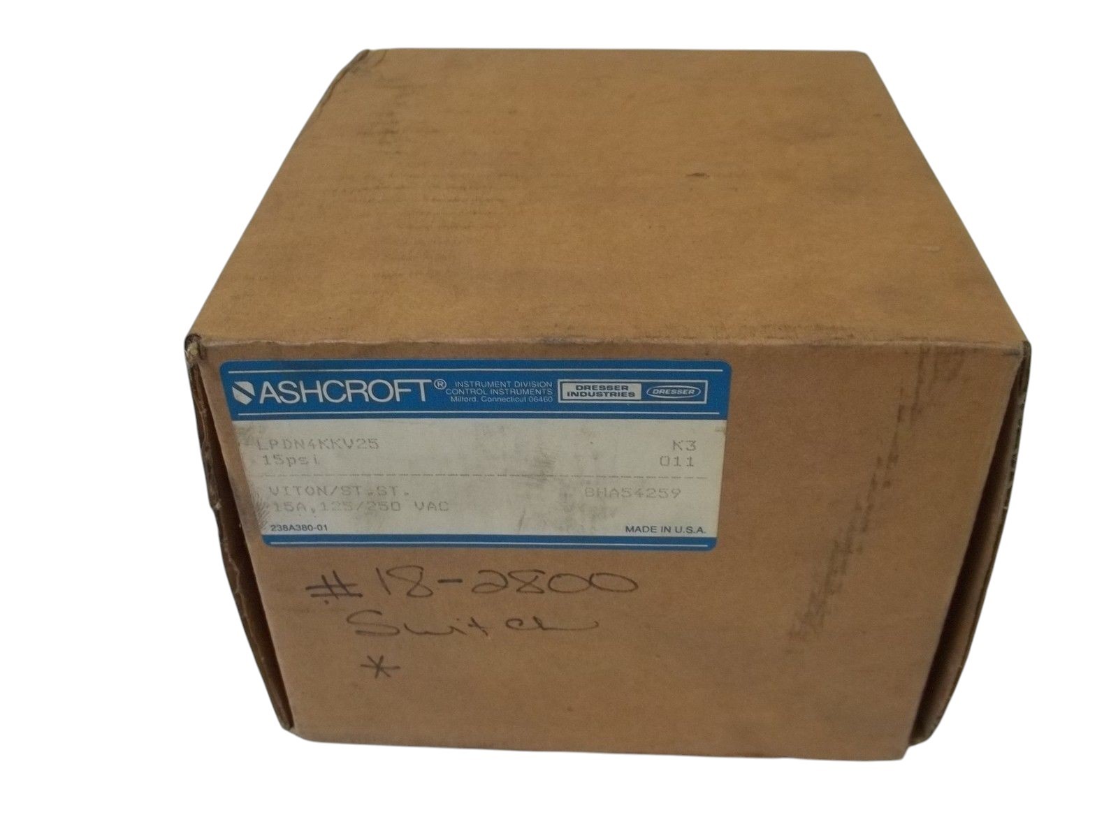ASHCROFT LPDN4KKV25 PRESSURE SWITCH 15PSI NSMP