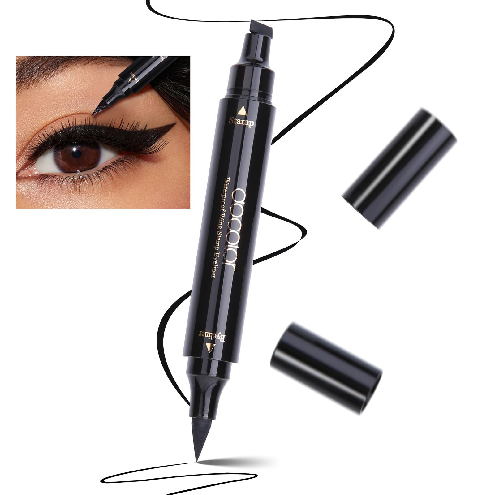 docolor Eyeliner Stamp Double-sided Liquid Winged Eye Liner Pen Waterproof Smudg