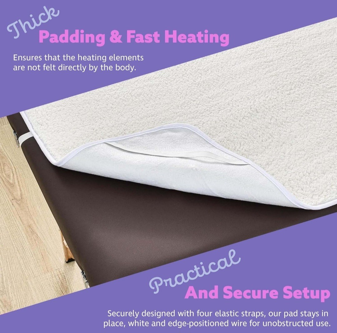 Massage Table Bed Warmer Heating Pad w/6 Heat Settings & Digital Timer 71"X30"