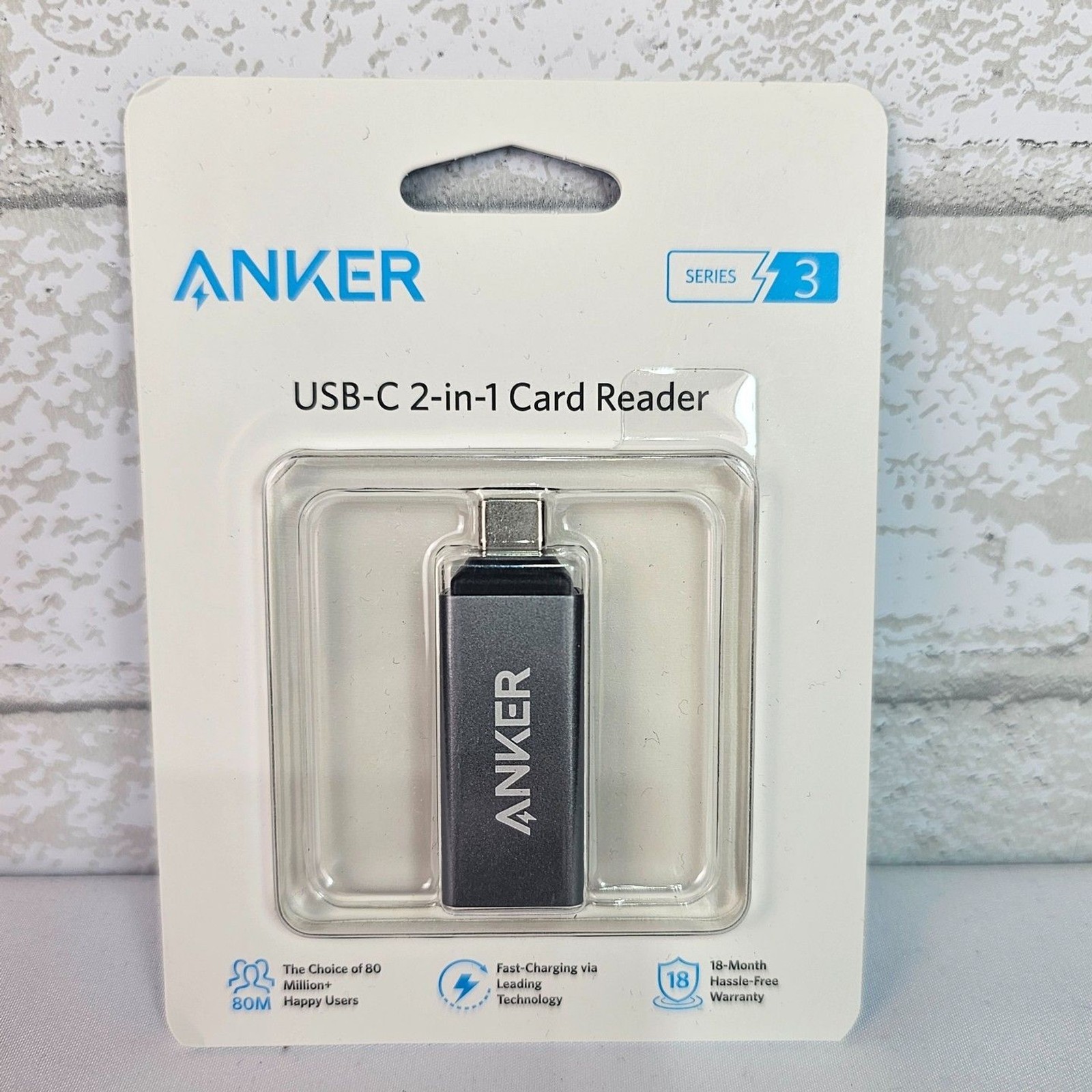 Anker USB-C 2-in-1 SD MicroSD Card Reader Adapter Series 3 Gray New
