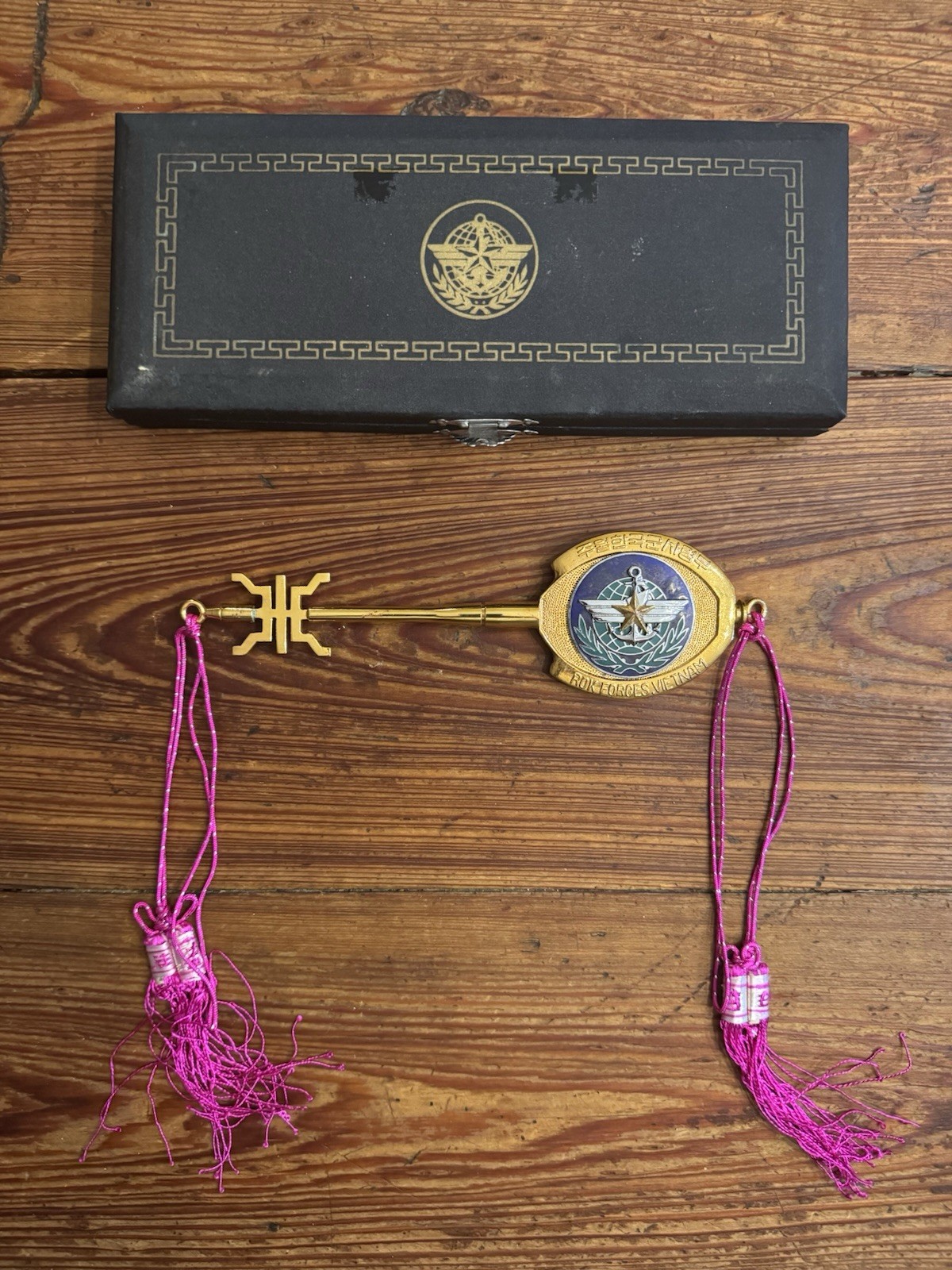 1972 Brass Gift Key Staff from Cdr of Korean Forces Vietnam to Fred Schonwetter