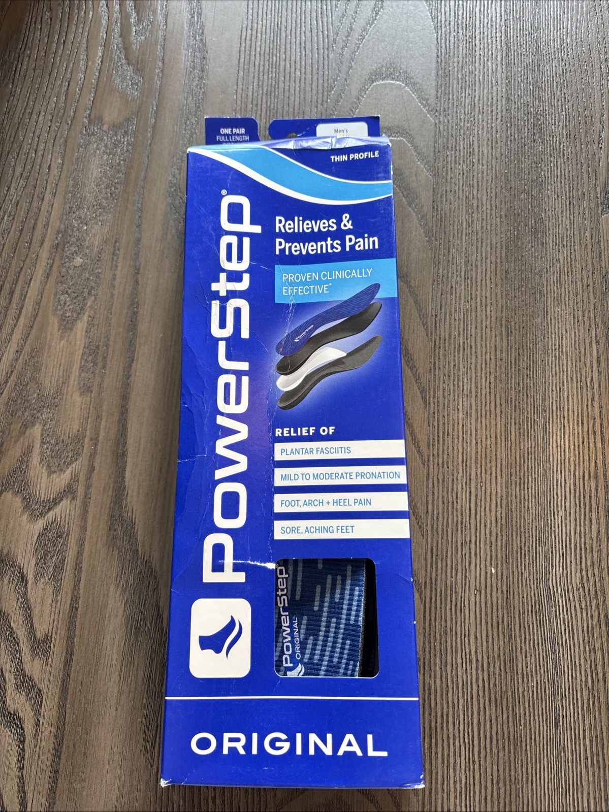 Powerstep Original Thin Profile Full Length Orthopedic Insoles Men 11-11.5 H