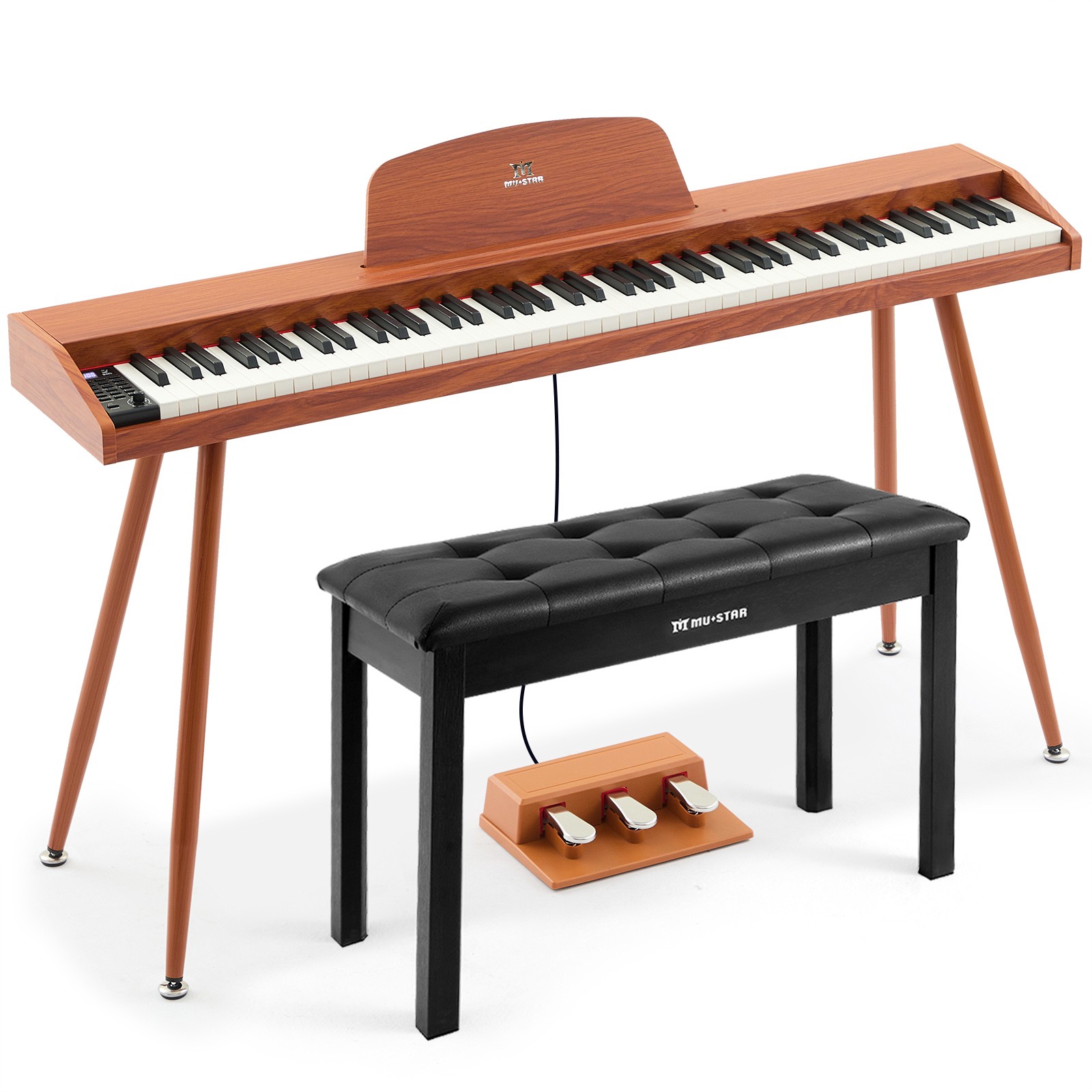 88 Keys Semi Weighted Digital Piano Electronic Keyboards with Bench,3 Pedal,MIDI