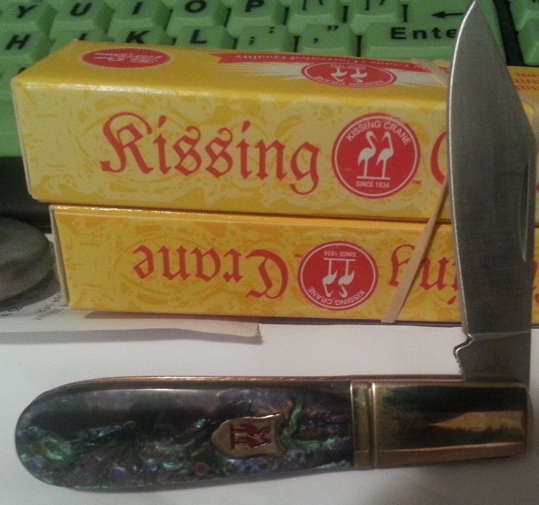 Kissing Crane Abalone Barlow Pocket Knife New KC5056