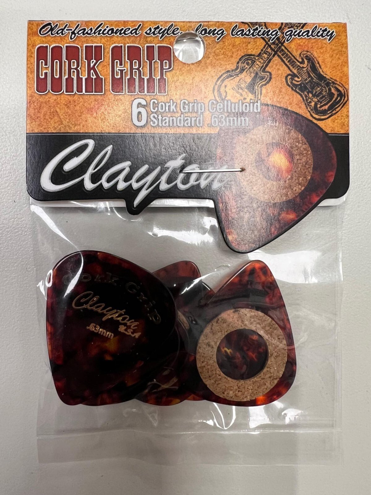 Clayton Cork Grip Standard Guitar Pick 3 Pack .63 mm