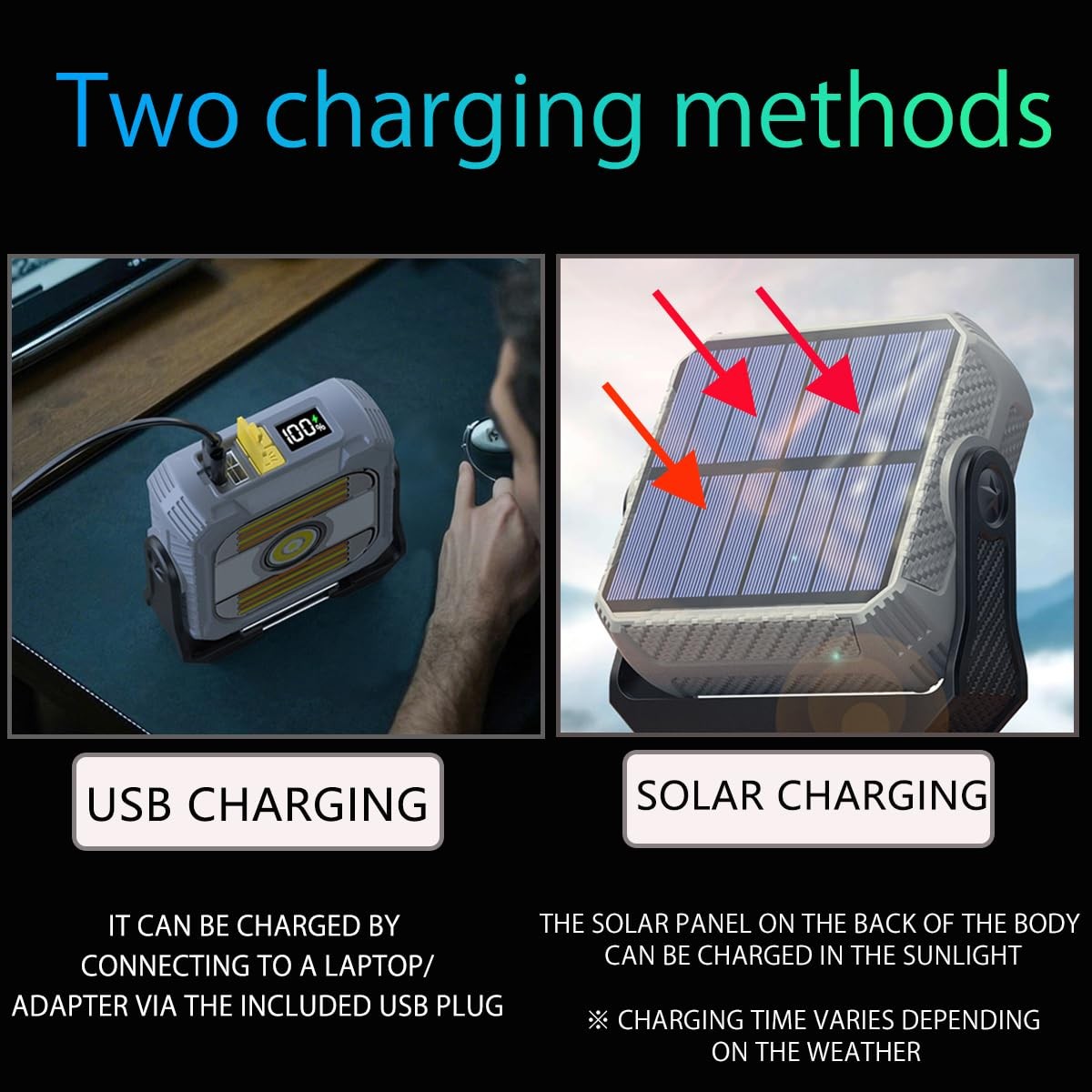 LED Solar Portable Camping Lights with Stand dimmable,Magnetic Work Lights 15...