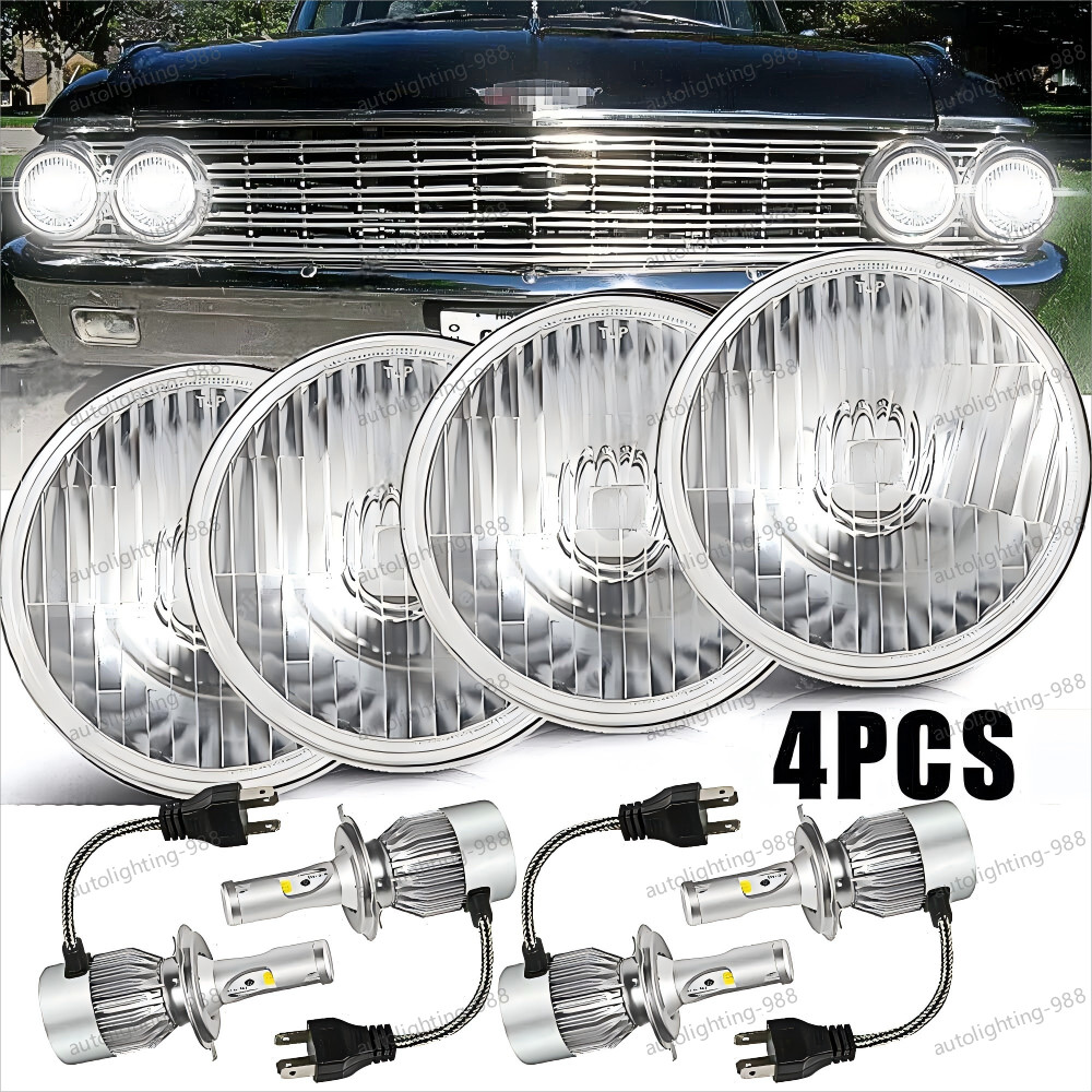 4x 5.75" 5-3/4" GLASS LED Headlights High-Low Beam For Ford Galaxie 500 1962-74