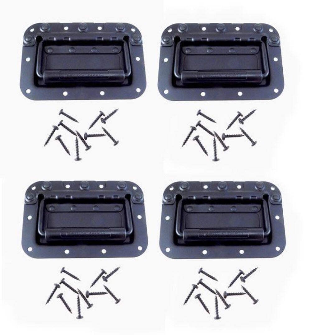 (4 PACK) PENN ELCOM H7154K Spring Loaded BLACK Recessed Case Handle w/Screws
