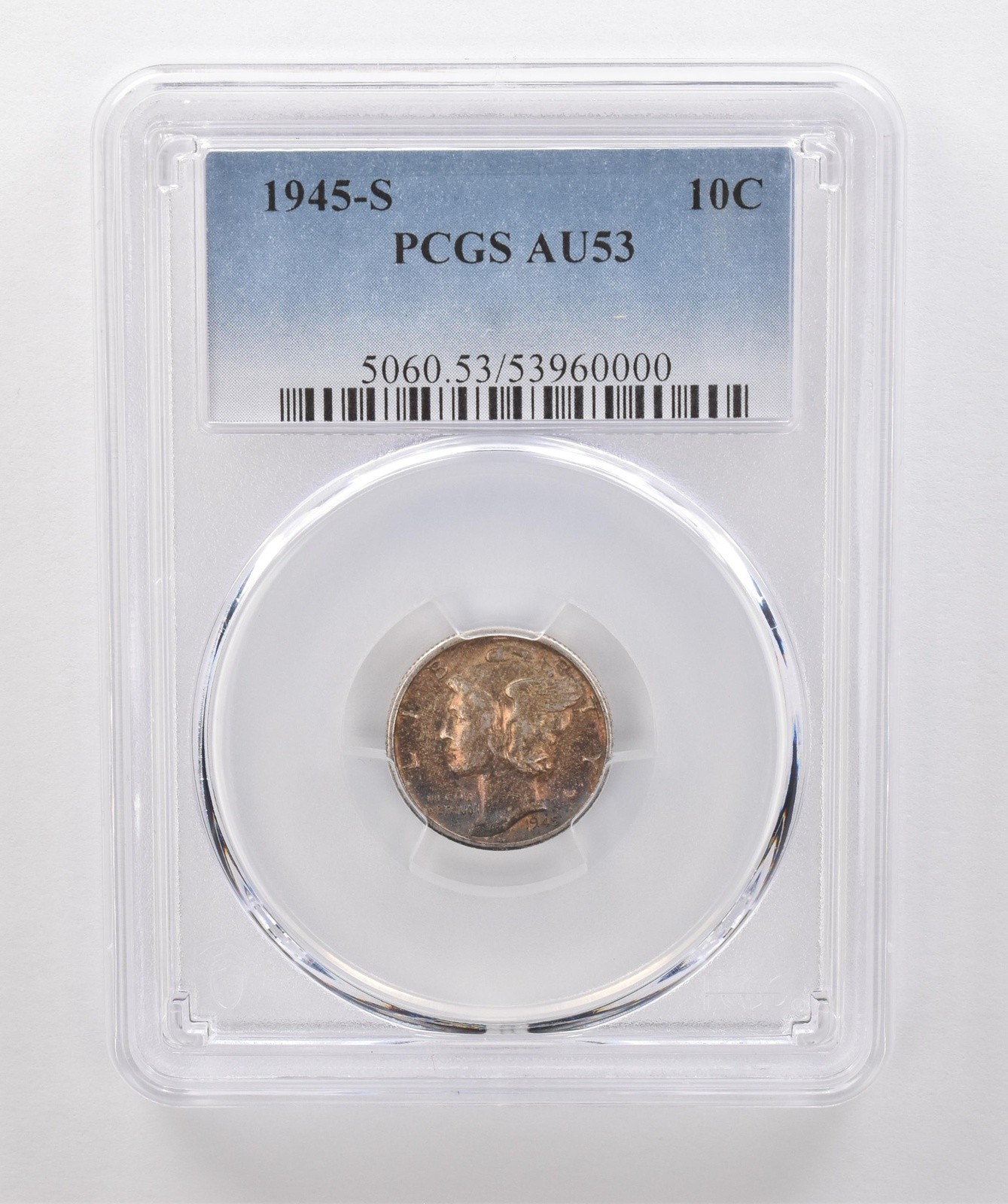 1945-S Mercury Dime AU53 PCGS Beautiful Tone *1840
