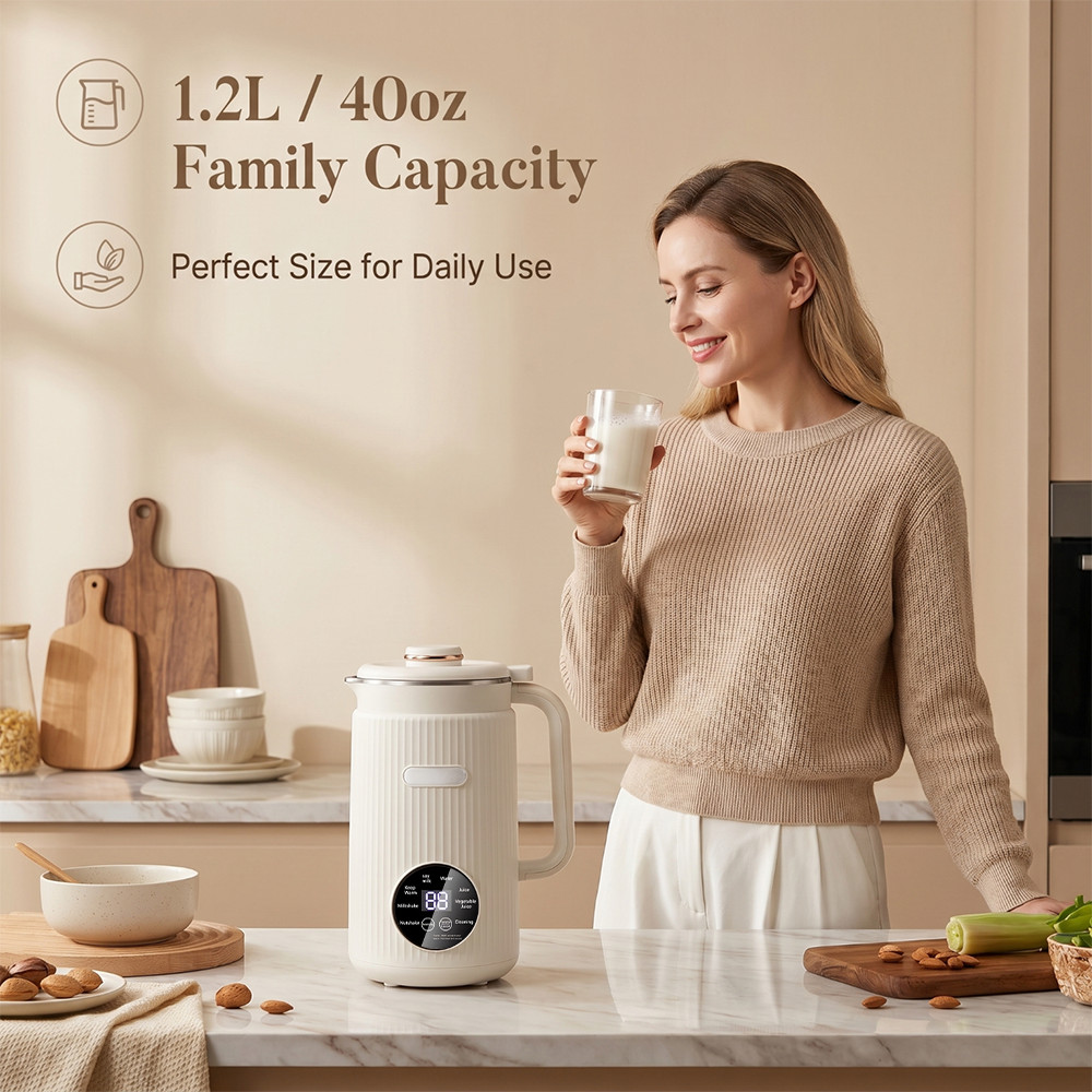 Automatic Nut Milk Maker Machine 40oz Soy Almond Milk Blender Soup Maker 110V