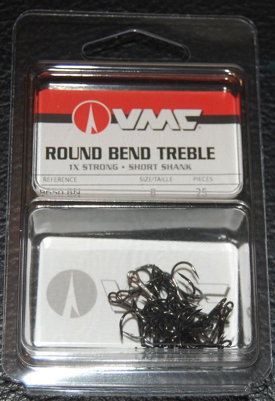 VMC 9650 Round Bend Treble Hooks Size 2 - Pack of 25 9650BN-02 Black Nickel