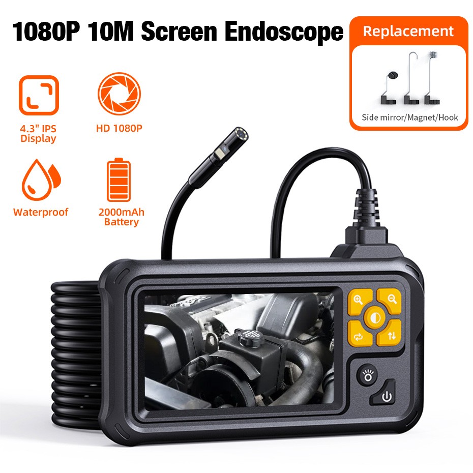 10 Meter 1080P Waterproof Borescope Industrial Endoscope Camera With Screen