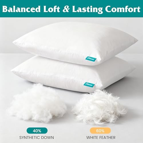 1x0 Feather Down Throw Pillow Inserts, 100% Cotton Cover, Medium 12x20 Inch 2