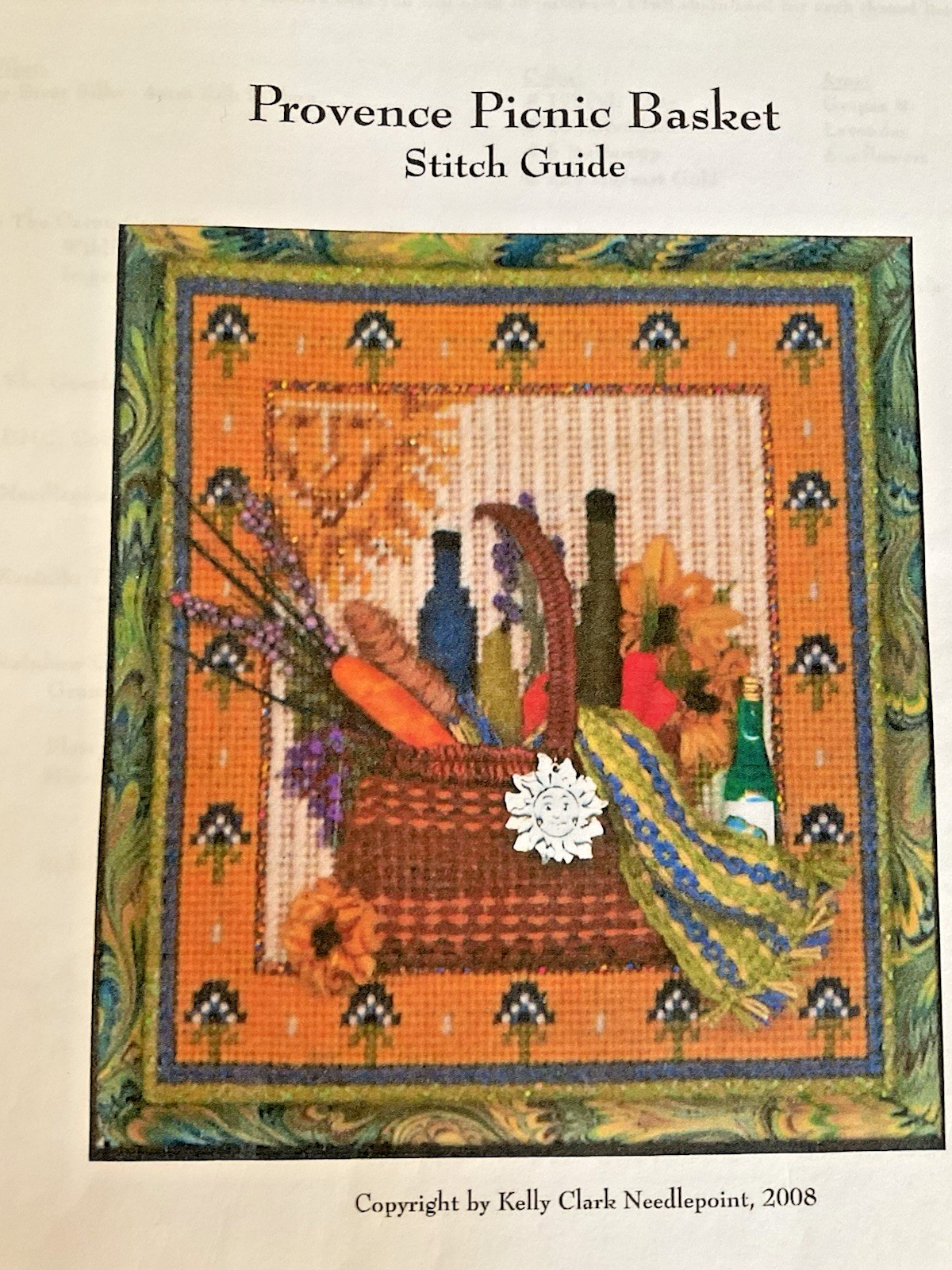 Kelly Clark Designs Provence Picnic Basket Stitch Guide Needlepoint 2008 New