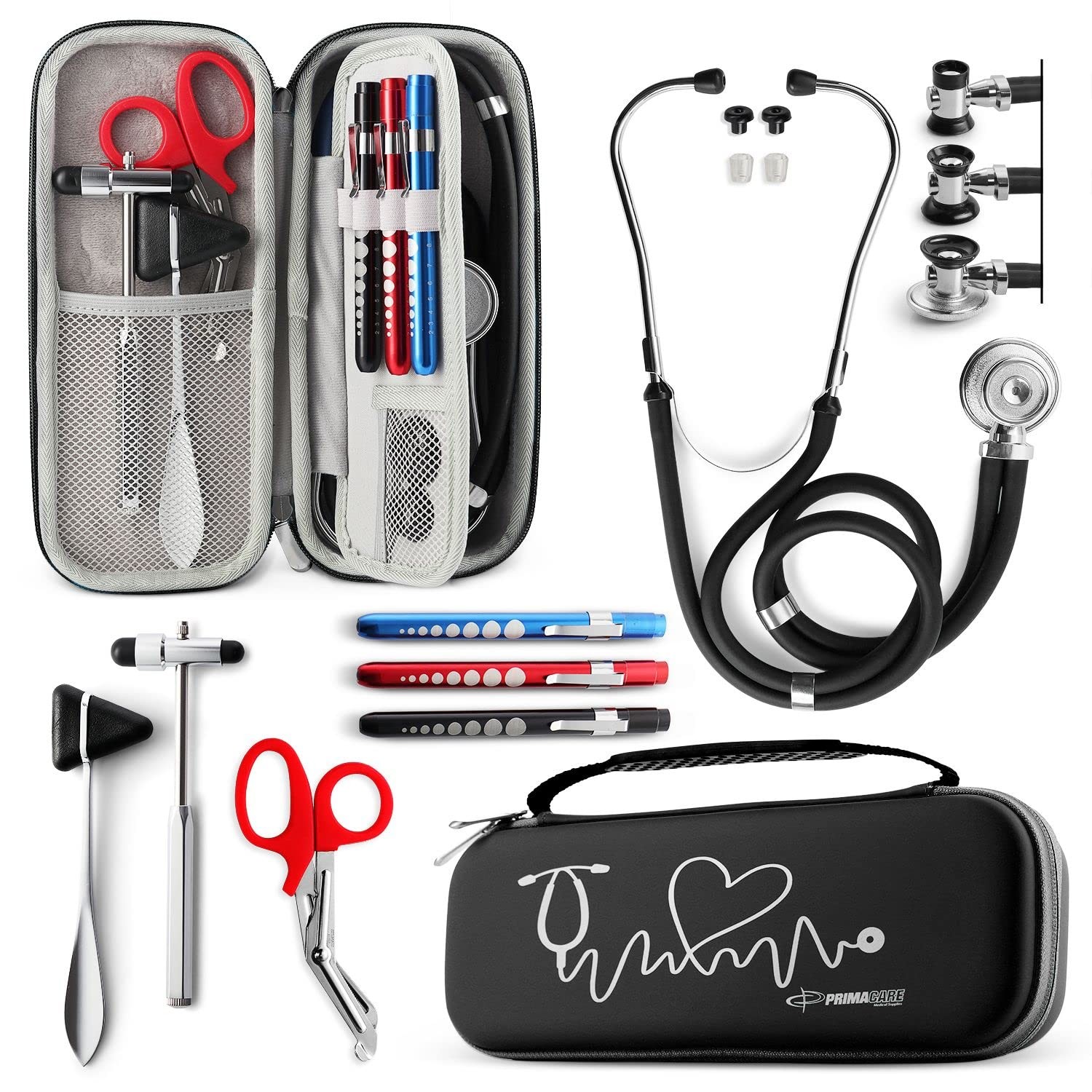 Primacare KB-9397-BK Stethoscope Case, Supplies Included, Black with...