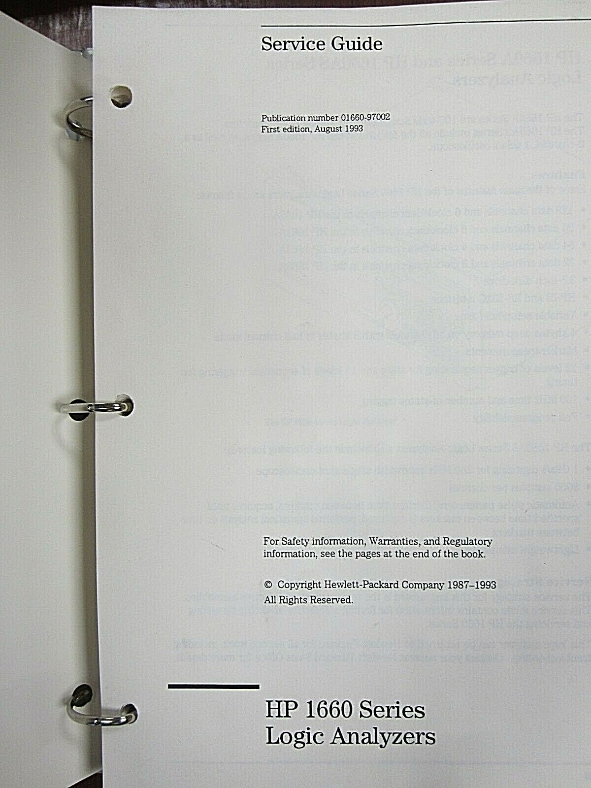 HP 1660 Series Logic Analyzers Service Guide 01660-97002