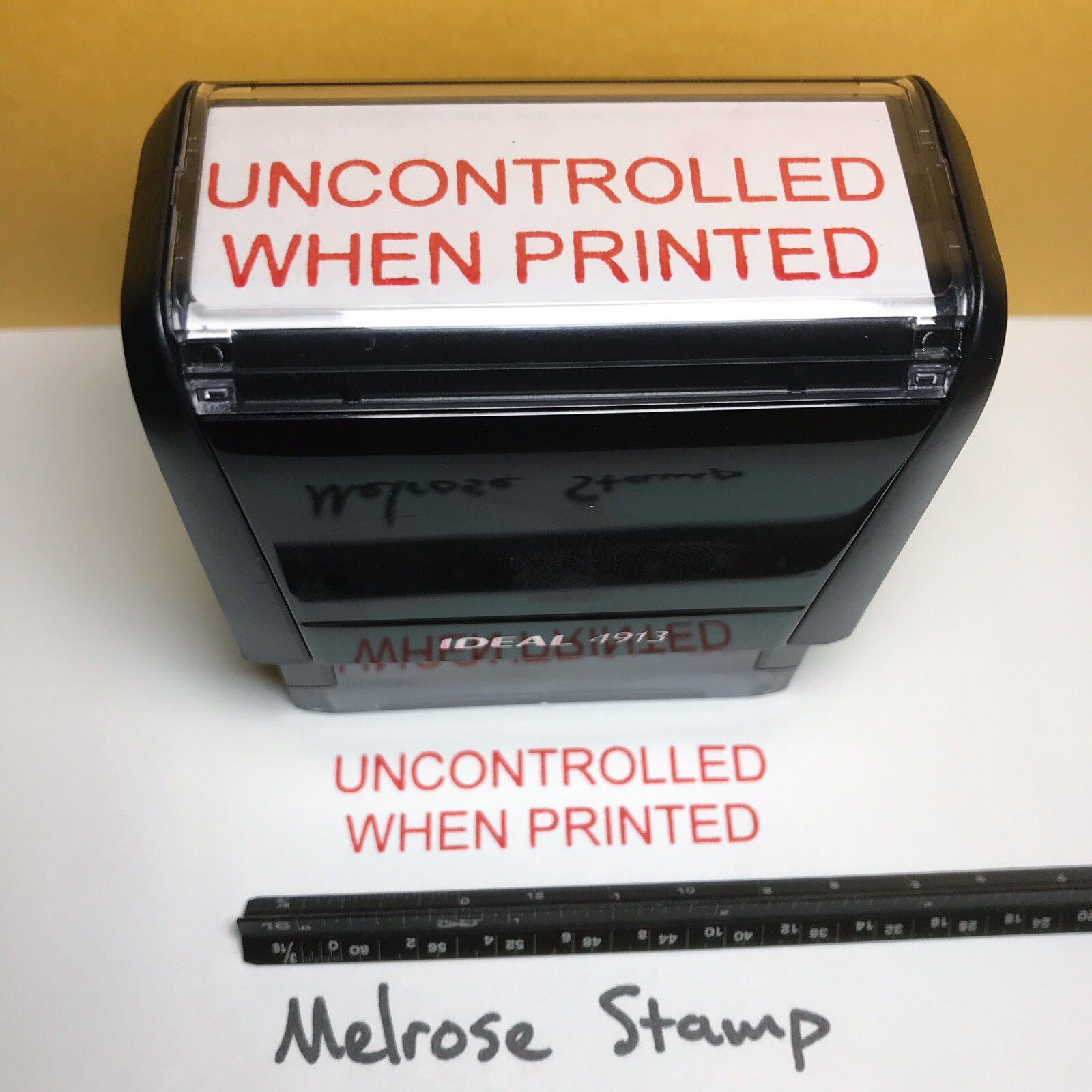 Uncontrolled When Printed Rubber Stamp Red Ink Self Inking Ideal 4913