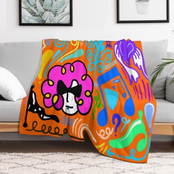 Graffiti Pattern Large Sublimation Front Print Flannel Throw Blanket 6263-1