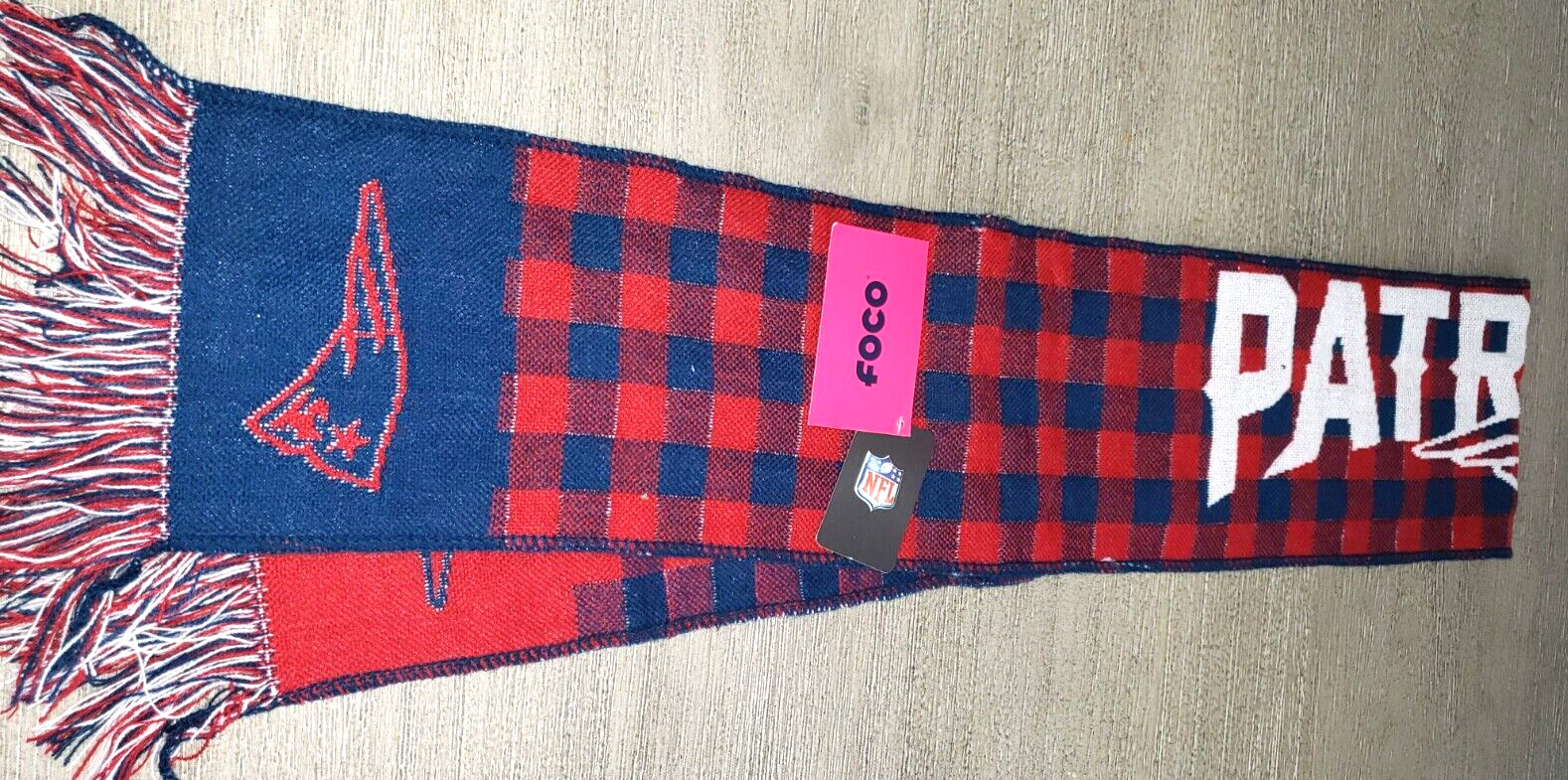 mens NEW NWT PATRIOTS WINTER SCARF forever RED WHITE BLUE 54 X 6.5 INCHES