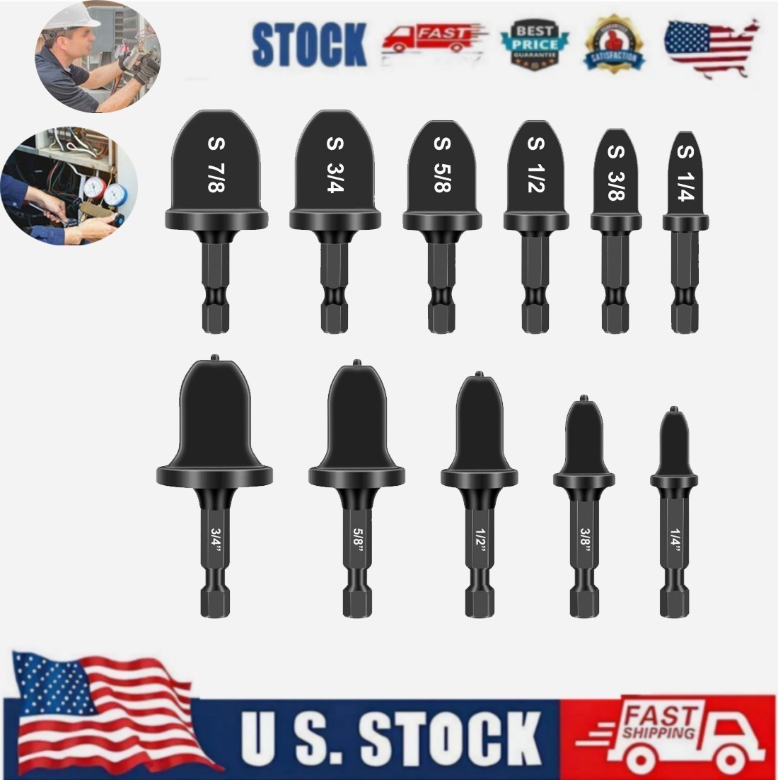 Swaging Tool Drill Bit Set Air Conditioner Copper Pipe Flaring Tube Expander11x