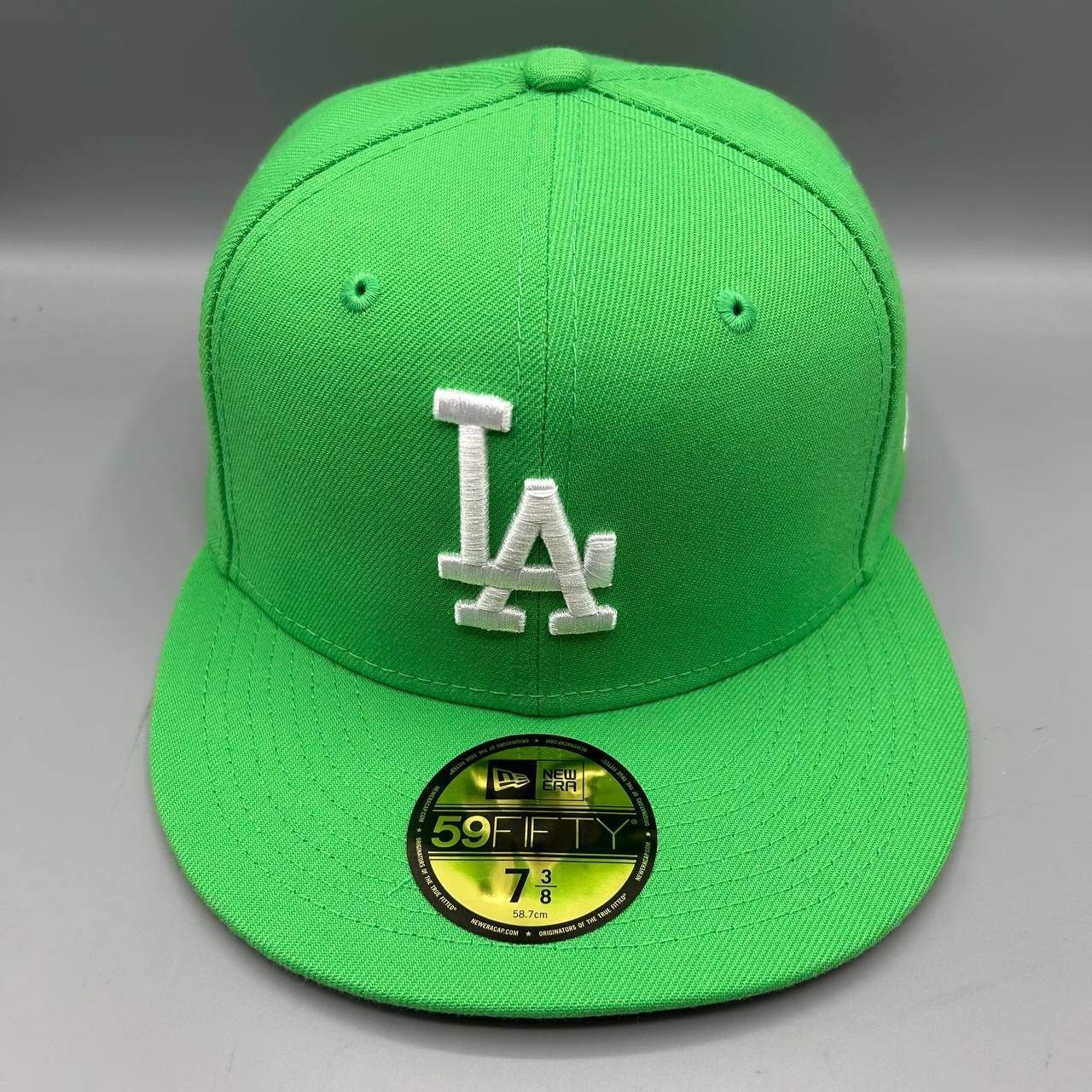 Los Angeles LA Dodgers Hat Men 7 3/8 Green 59Fifty New Era MLB Fitted Cap New