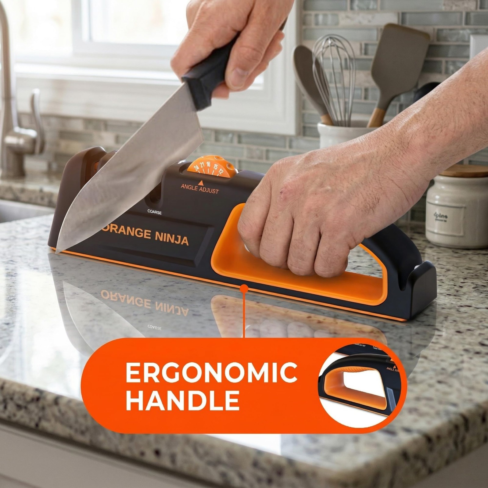 5 Precision Adjust Knife Sharpener- 3-Stage Premium Kitchen Knife Sharpener t...