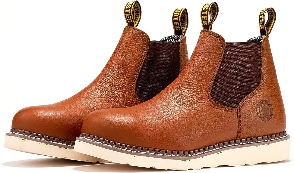 ROCKROOSTER Brown  Wide Steel Toe Work Boots , 6 inch Comfortable Vibram Outsole