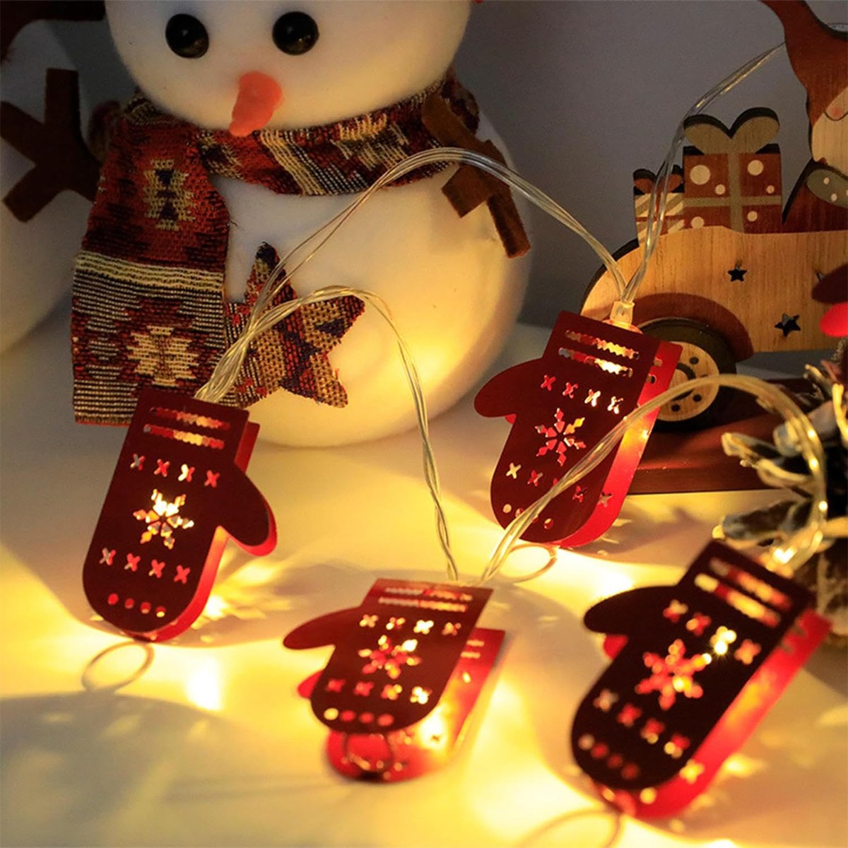 Christmas LED Light String Iron Christmas Gloves Ornament String Light NEW