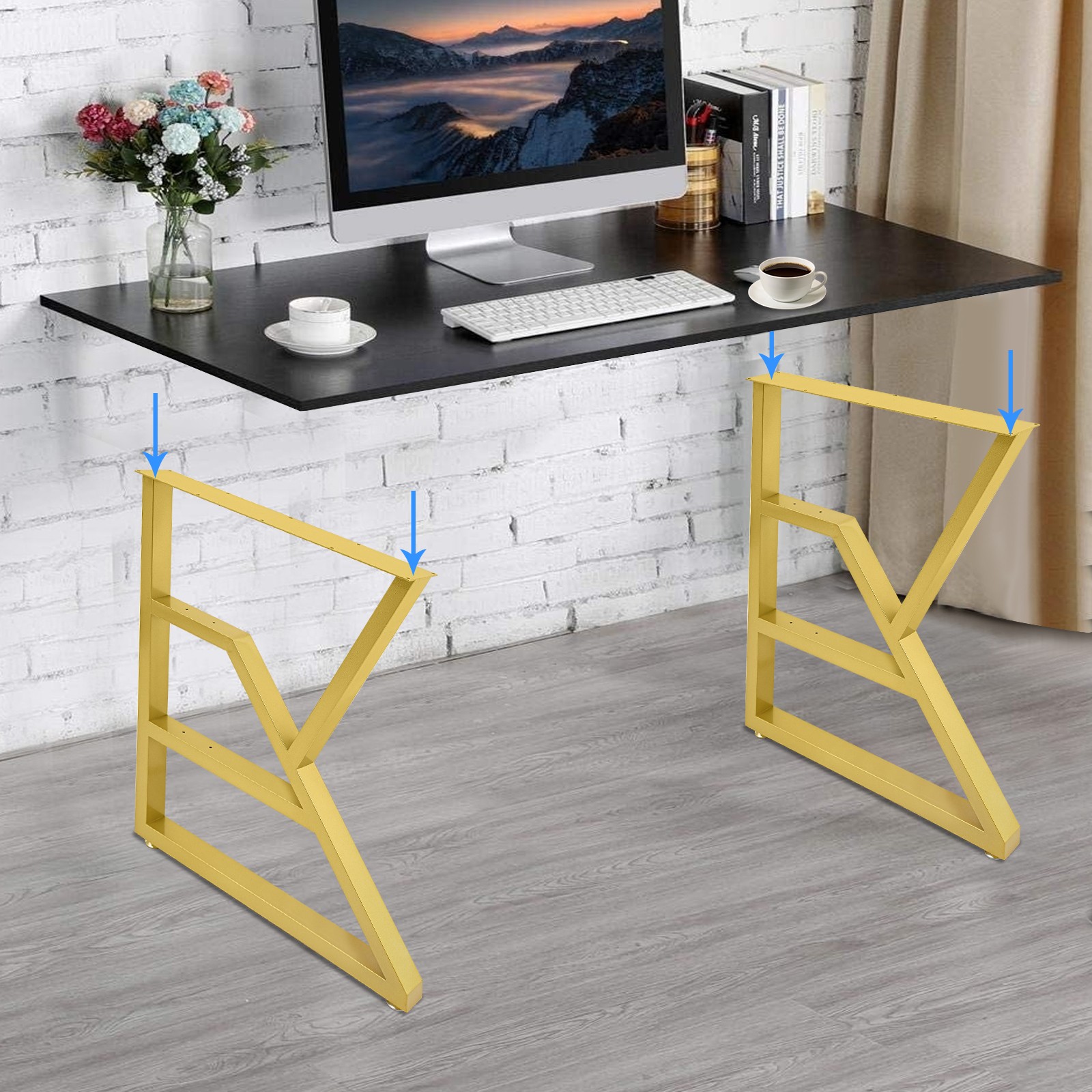 2Pcs 3-Tier Metal Table Legs K-Shaped Table Legs Metal Desk Legs 28-Inch NEW US