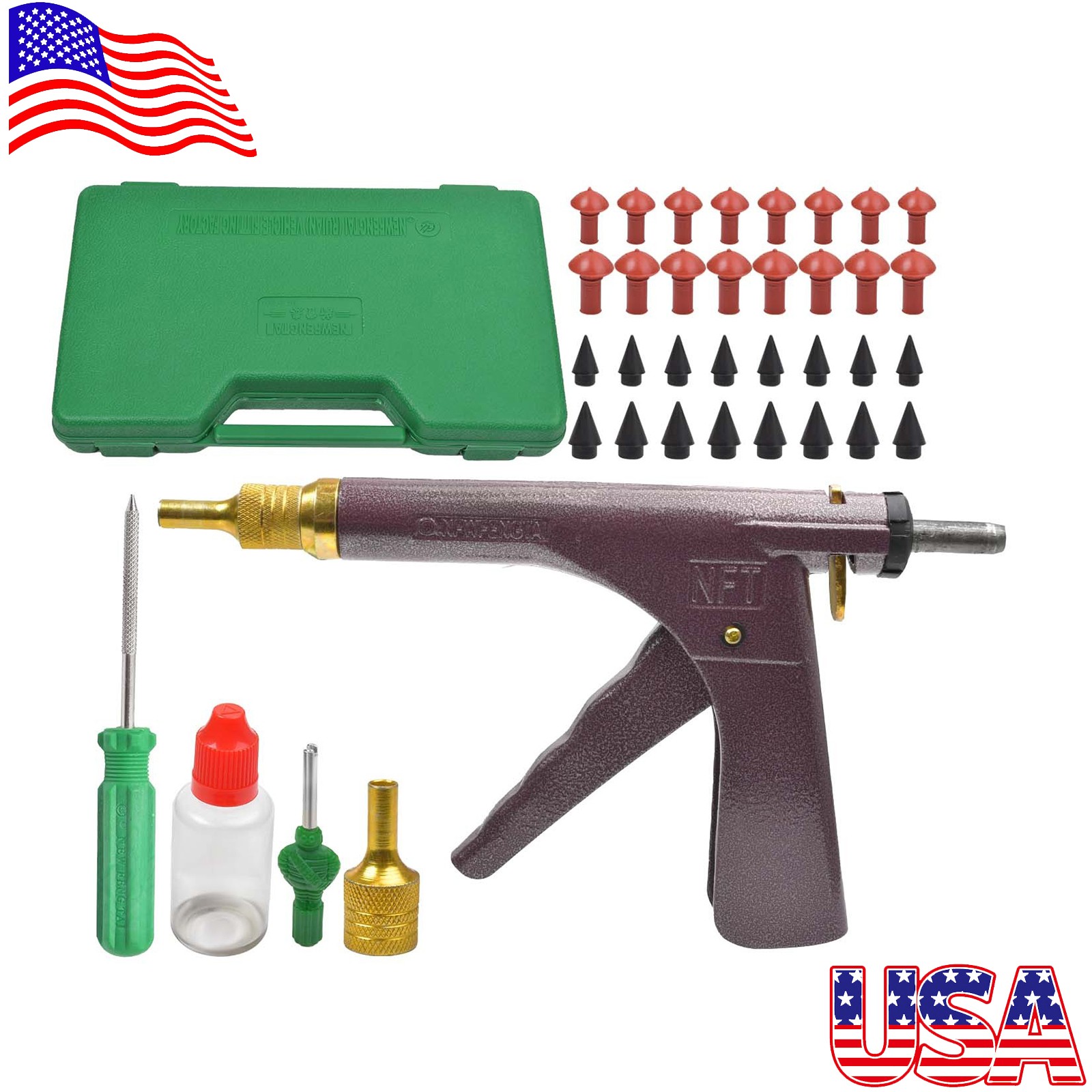 New Tire Plugger Tubeless Tire Wheel Repair Gun Kits Mushroom Plug Probe Nozzle